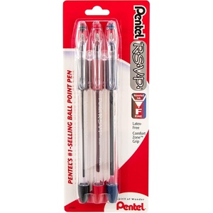 image:imagePentel RSVP Ballpoint Pen 07mm Fine Line Black Ink BK90BP3A Pack of 1 3 Count TotalAssorted