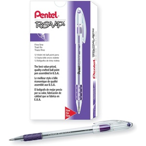 image:imagePentel RSVP Ballpoint Pen 07mm Fine Tip Red Ink Box of 12 BK90BPurple