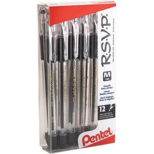 image:imagePentel RSVP Ballpoint Pen 10mm Medium Line Black Ink 12 Pack BK91PC12A12 Count Pack of 12