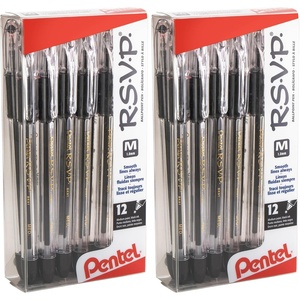 image:imagePentel RSVP Ballpoint Pen 10mm Medium Line Black Ink 12 Pack BK91PC12A12 Count Pack of 2