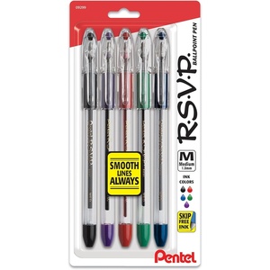 image:imagePentel RSVP Ballpoint Pen 10mm Medium Line Black Ink Pack of 5 BK91BP5AMulticolor