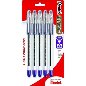image:imagePentel RSVP Ballpoint Pen 10mm Medium Line Black Ink Pack of 5 BK91BP5AViolet