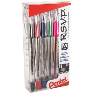 image:imagePentel RSVP Ballpoint Pen 10mm Medium Line Mixed Colors BK91PC12M Pack of 1 12 Count Total