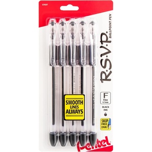 image:imagePentel RSVP Ballpoint Pen Fine Line 07mm Blue Ink BK90BP5C Pack of 1 5 Count TotalBlack