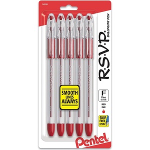 image:imagePentel RSVP Ballpoint Pen Fine Line 07mm Blue Ink BK90BP5C Pack of 1 5 Count TotalRed