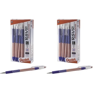 image:imagePentel RSVP Ballpoint Pen Fine Line 07mmFlag Barrel Black Ink 12 Pack BK90USAA12 Count Pack of 2