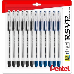 image:imagePentel RSVP Ballpoint Pens 07mm Fine Point 6 Black amp 6 Blue Ink Pentel Pens Pack of 12