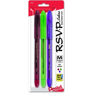 image:imagePentel RSVP Colors Ballpoint Pen 10mm Medium Line Violet Ink 5 Pack BK91CRBP5V BlackAssorted