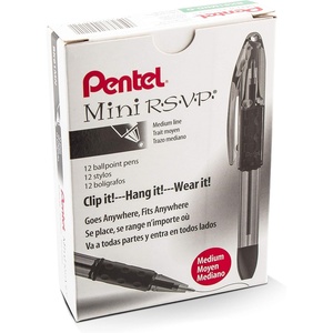 image:imagePentel RSVP Mini Ballpoint Pen 10mm Medium Line 24Assorted Ink in Clear Cylinder Pack BK91MN24MGreen Ink