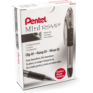image:imagePentel RSVP Mini Ballpoint Pen 10mm Medium Line 24Assorted Ink in Clear Cylinder Pack BK91MN24MRed Ink