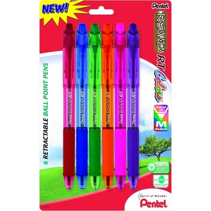 image:imagePentel RSVP RT Colors Retractable Ballpoint Pen 10mm Medium Line Barrel Pink Ink Box of 12 BK93CRPPAssorted 3