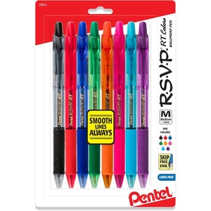 image:imagePentel RSVP RT Colors Retractable Ballpoint Pen 10mm Medium Line Barrel Pink Ink Box of 12 BK93CRPPMulticolor
