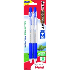image:imagePentel RSVP RT Retractable Ballpoint Pen 10mm Medium Line Black Ink Pack of 2 BK93BP2ABlue Ink