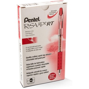 image:imagePentel RSVP RT Retractable Ballpoint Pen 10mm Medium Line Black Ink Pack of 2 BK93BP2ARed