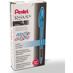 image:imagePentel RSVP RazzleDazzle Ballpoint Pen 10mm Medium Line Orange Barrel Black Ink Box of 12 BK91RDFABlue
