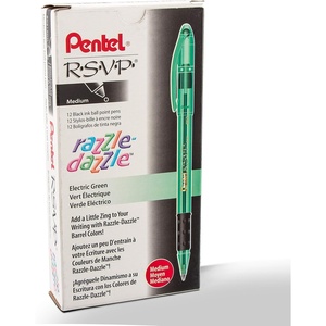 image:imagePentel RSVP RazzleDazzle Ballpoint Pen 10mm Medium Line Orange Barrel Black Ink Box of 12 BK91RDFAGreen