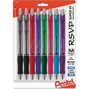 image:imagePentel RSVP Super RT Ballpoint Pen 07mm Fine Line Assorted Ink Pack of 4 BX477BP4M1Assorted