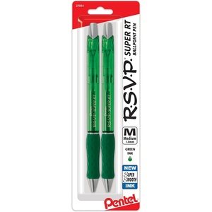 image:imagePentel RSVP Super RT Ballpoint Pen 07mm Fine Line Assorted Ink Pack of 4 BX477BP4M1Green
