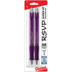 image:imagePentel RSVP Super RT Ballpoint Pen 07mm Fine Line Assorted Ink Pack of 4 BX477BP4M1Purple