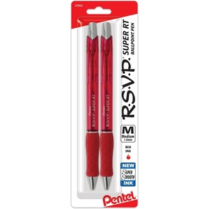 image:imagePentel RSVP Super RT Ballpoint Pen 07mm Fine Line Assorted Ink Pack of 4 BX477BP4M1Red