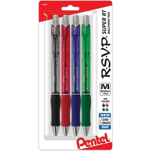 image:imagePentel RSVP Super RT Ballpoint Pen 10mm Medium Line Assorted Ink Pack of 4 BX480BP4M