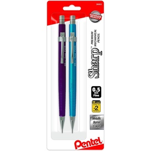 image:imagePentel Sharp Mechanical Pencil 05mm Metallic Barrels Assorted Barrel Colors MCMV 2Pk P205MBP2M1