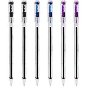 image:imagePentel Superb Ballpoint Pen Ball Point Pens 07mm Nib Tip 025mm Line Width Fine Line Refillable Ink BK77  Pack Of 6  Black Blue amp Violet Ink