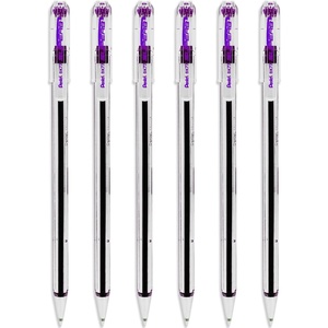 image:imagePentel Superb Ballpoint Pen Ball Point Pens 07mm Nib Tip 025mm Line Width Fine Line Refillable Ink BK77  Pack Of 6  Violet