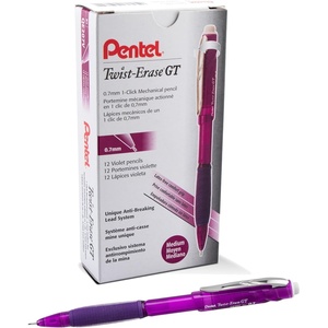image:imagePentel TwistErase GT 07mm Mechanical Pencil Transparent Violet Box of 12 QE207VPurple