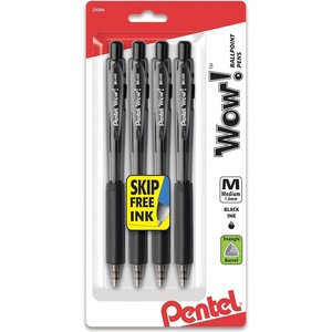 image:imagePentel Wow Retractable Ballpoint Pen 10mm Medium Line Black Ink Pack of 4 BK440BP4A
