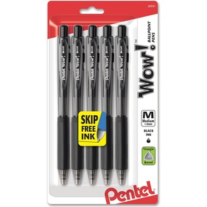 image:imagePentel Wow Retractable Ballpoint Pen 10mm Medium Line Black Ink Pack of 5 BK440BP5A1 Count Pack of 5