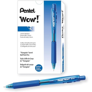 image:imagePentel Wow Retractable Ballpoint Pen 10mm Medium Line Blue Ink Pack of 12 BK440C
