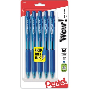 image:imagePentel Wow Retractable Ballpoint Pen 10mm Medium Line Blue Ink Pack of 5 BK440BP5C