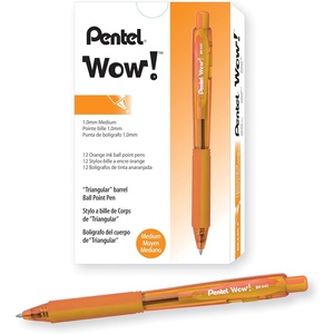 image:imagePentel Wow Retractable Ballpoint Pen 10mm Medium Line Orange Ink Box of 12 BK440F