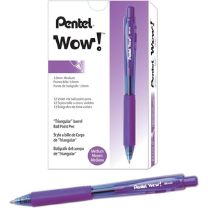 image:imagePentel Wow Retractable Ballpoint Pen 10mm Medium Line Violet Ink Box of 12 BK440V