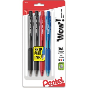 image:imagePentel Wow Retractable Ballpoint Pens Medium Line Assorted Ink Pack of 4 BK440BP4M1