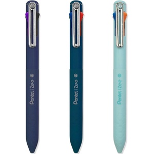 image:imagePentel iZee 4 Colour Ballpoint Pen  Deep Blue Deep Violet amp Sky Blue Barrels  Multi Ink  Pack of 3