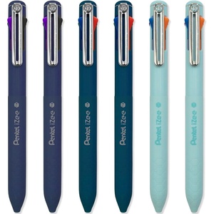 image:imagePentel iZee 4 Colour Ballpoint Pen  Deep Blue Deep Violet amp Sky Blue Barrels  Multi Ink  Pack of 6