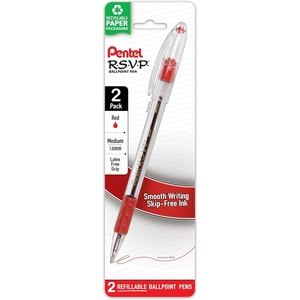 image:imageRSVP Ballpoint Pen 10mm Medium Line Red Ink Pack of 1 2 Count TotalRed