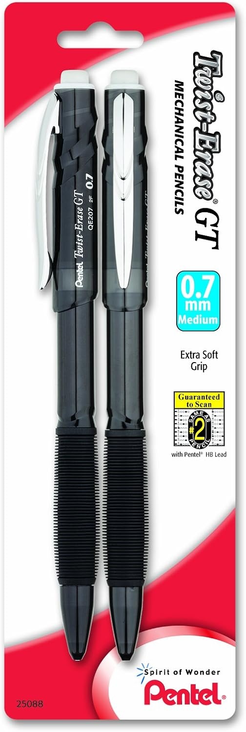 image:imagePentel TwistErase GT 07mm Mechanical Pencil Assorted Barrel Colors Color May Vary Pack of 2 QE207BP2M2 Count Pack of 1