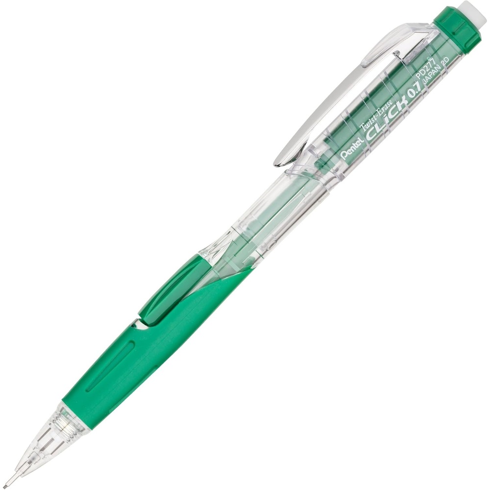 image:imagePentel TwistErase Click Mechanical Pencil 07mm Assorted Green Barrel Colors Color May Vary Box of 12 PD277TD