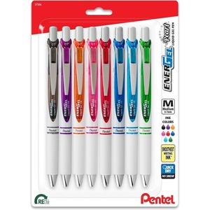 image:imagePentel EnerGel Pearl Retractable Liquid Gel Pen 07mm Medium Line Assorted Ink Pack of 8 BL77WBPS8M