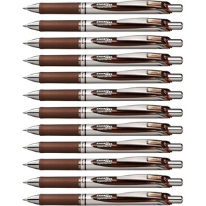 image:imagePentel EnerGel RTX Retractable Liquid Gel Pen 07mm Metal Tip Medium Line Brown Ink Box of 12 BL77E