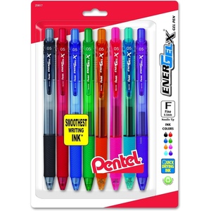 image:imagePentel EnerGelX Retractable Liquid Gel Pen 05mm Needle Tip Assorted Ink Pack of 8 BLN105BP8M