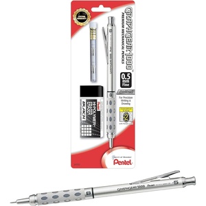image:imagePentel GraphGear 1000 Mechanical Drafting Pencil 05mm Eraser Refills 1Pk PG1015EBP1 Pencil with Erasers