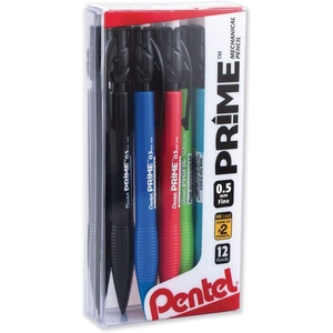 image:imagePentel Prime Mechanical Pencil 05mm Fine Line Assorted Barrels 12PK in Clear Plastic Box AX5PC12M