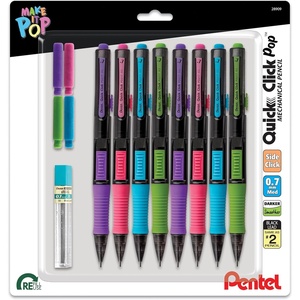 image:imagePentel Quick Click POP Mechanical Pencil 07mm Includes Refill Lead and Erasers Pack of 8 Pencils PD217LEBP8
