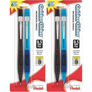 image:imagePentel Quicker Clicker Mechanical Pencil 050 mm Assorted 2 Per Pack PD345BP2K62 Count Pack of 2