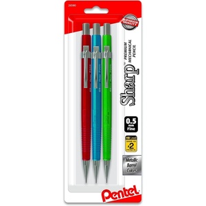 image:imagePentel Sharp Mechanical Pencil 05mm Metallic Barrels Assorted Colors BCD 3Pk P205MBP3M1