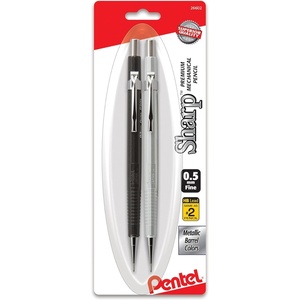 image:imagePentel Sharp Mechanical Pencil 05mm Metallic Barrels Assorted Colors Pack of 2 P205MBP2M
